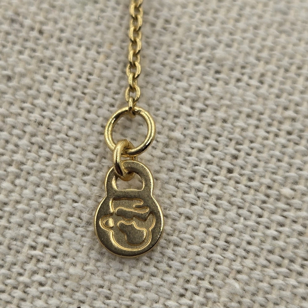SPARTINA 448 Gold Plated Necklace Green Gemstone Adjustable - Picture 6 of 7